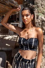 Tube Top Tie Dye Black-Cream