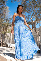 Paleria Long Dress Aztec Sky Blue