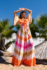Savannah Dress Tie Dye Rainbow Peach