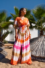 Savannah Dress Tie Dye Rainbow Peach