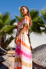 Savannah Dress Tie Dye Rainbow Peach