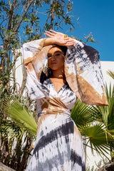 Trumpet Dress Tie Dye Rainbow Black