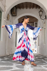 Trumpet Dress Tie Dye Rainbow Indigo