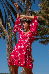 Elegance Dress Short Rose Print