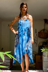 Flare Dress Striped Tie Dye