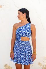 Sparkle Top Lotus print in Blue