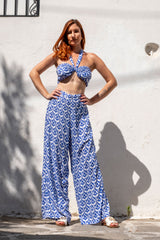 Sea Long Pants Lotus Print