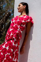 Wrap Dress Rose Print