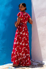 Wrap Dress Rose Print