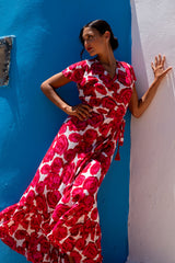 Wrap Dress Rose Print