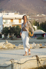 Summer trousers, white with slits