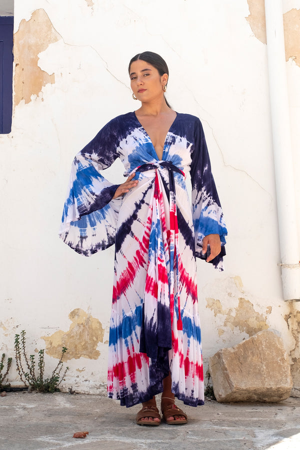 Trumpet Dress Tie Dye Rainbow Indigo