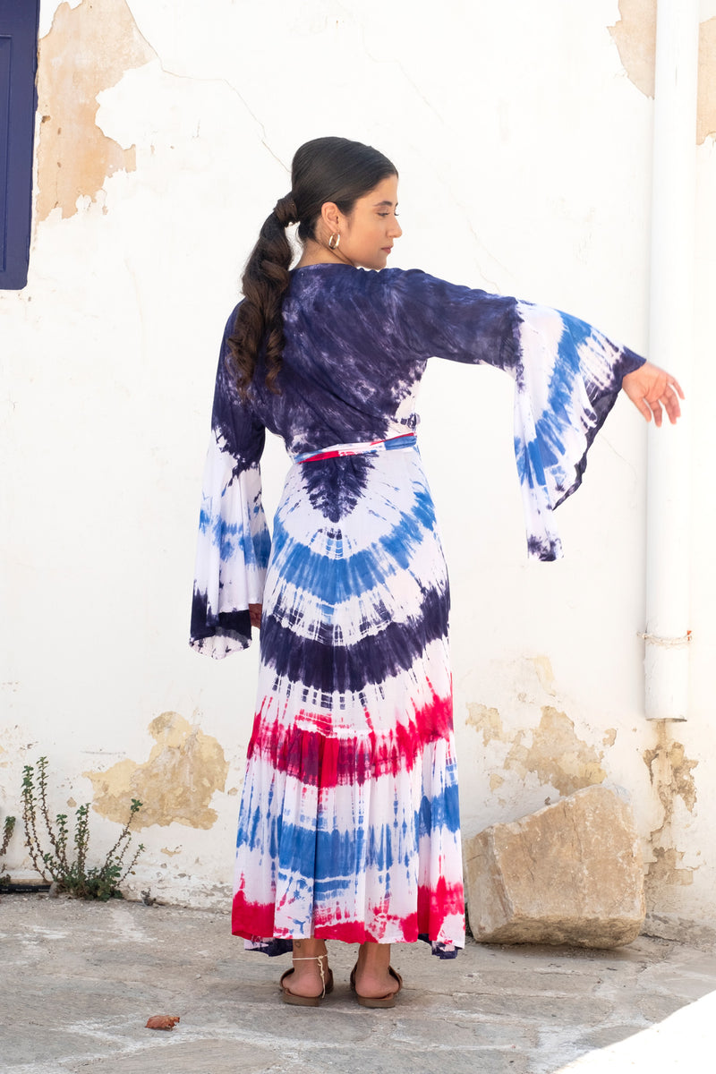 Trumpet Dress Tie Dye Rainbow Indigo