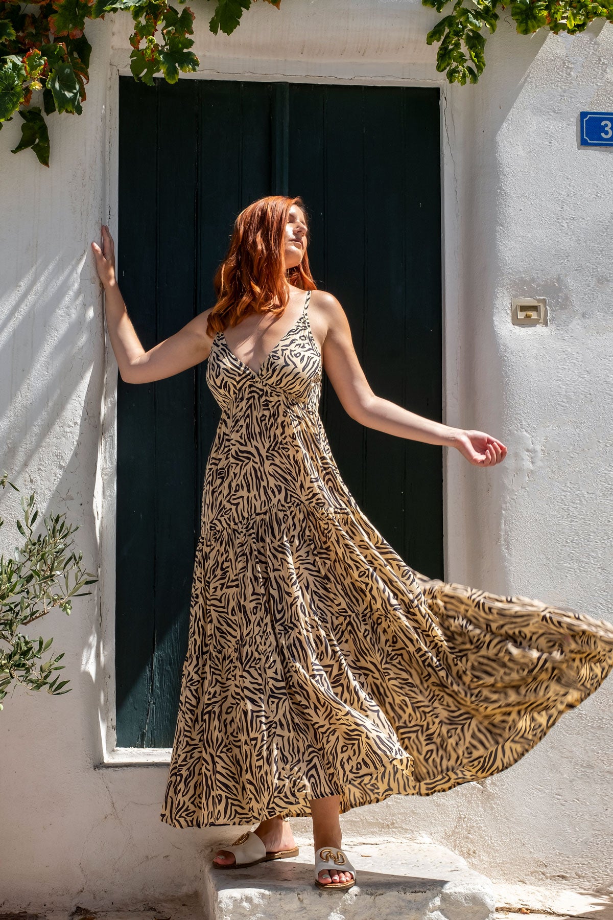 long safari dress Zebra Print – Voila summer fashion Size:XXL/3L style-L90196T * Length Danielle Strapless Side-slit Stretch