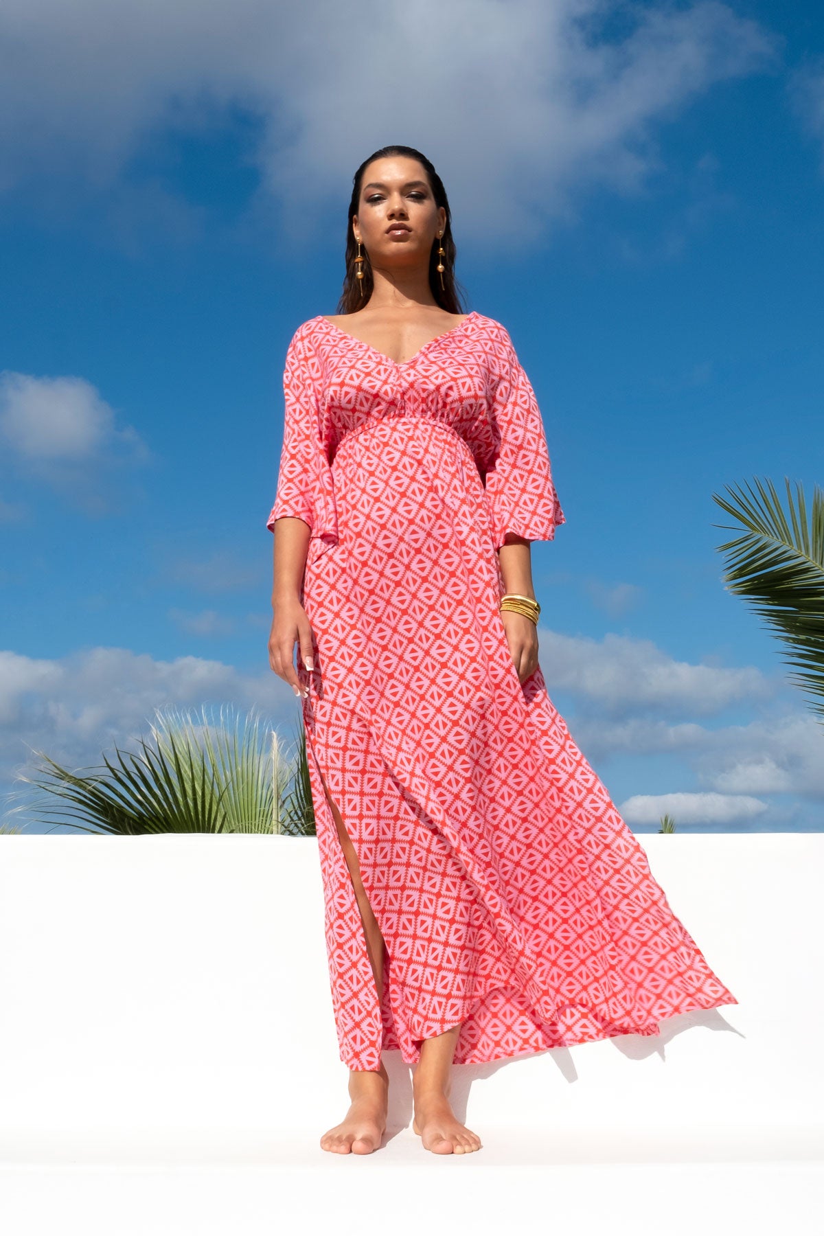 Sky Long Dress Aztec Pink – Voila summer fashion