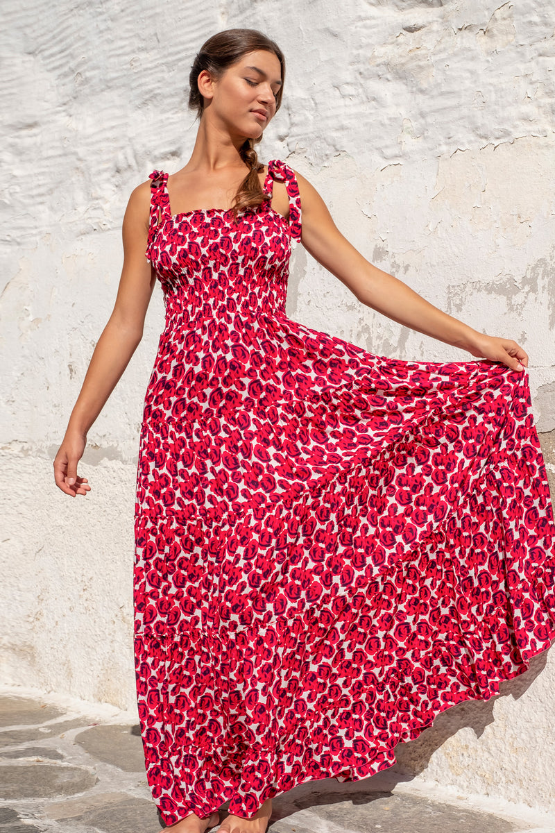 Luna Dress Rose Print