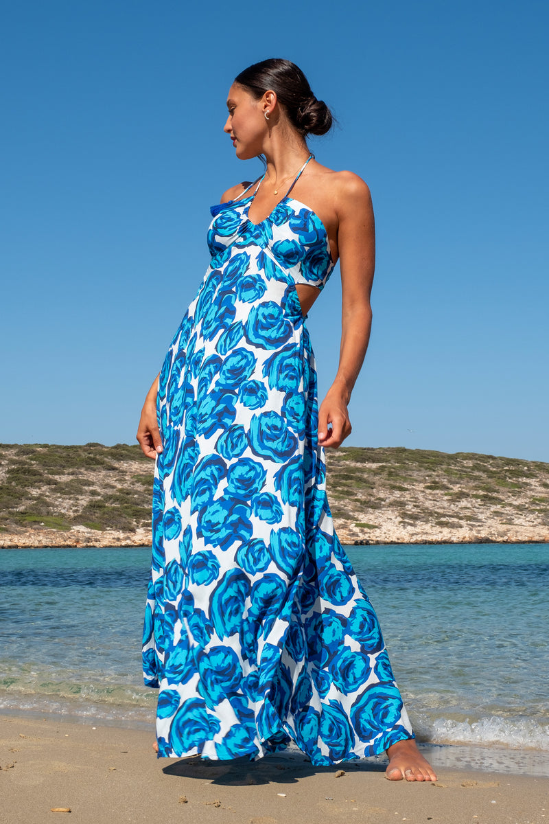 Mykonos Dress Rose Print