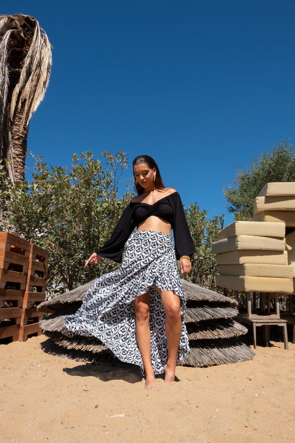 The Wrap Skirt Lotus Black