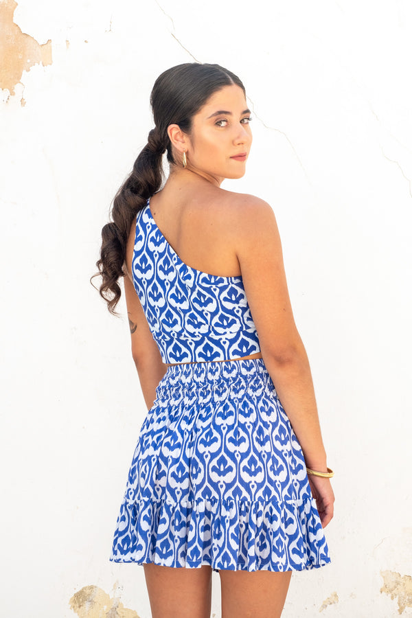 Sparkle Top Lotus print in Blue