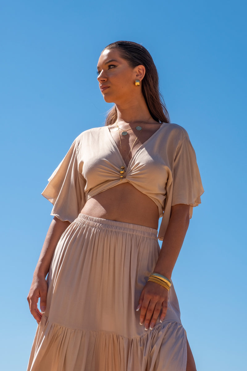 Tinkerbell Wrap Top Solid Cream