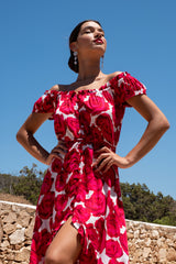 Windblown Dress Rose Print
