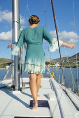 Paola Short Dress Teal Sea Breeze