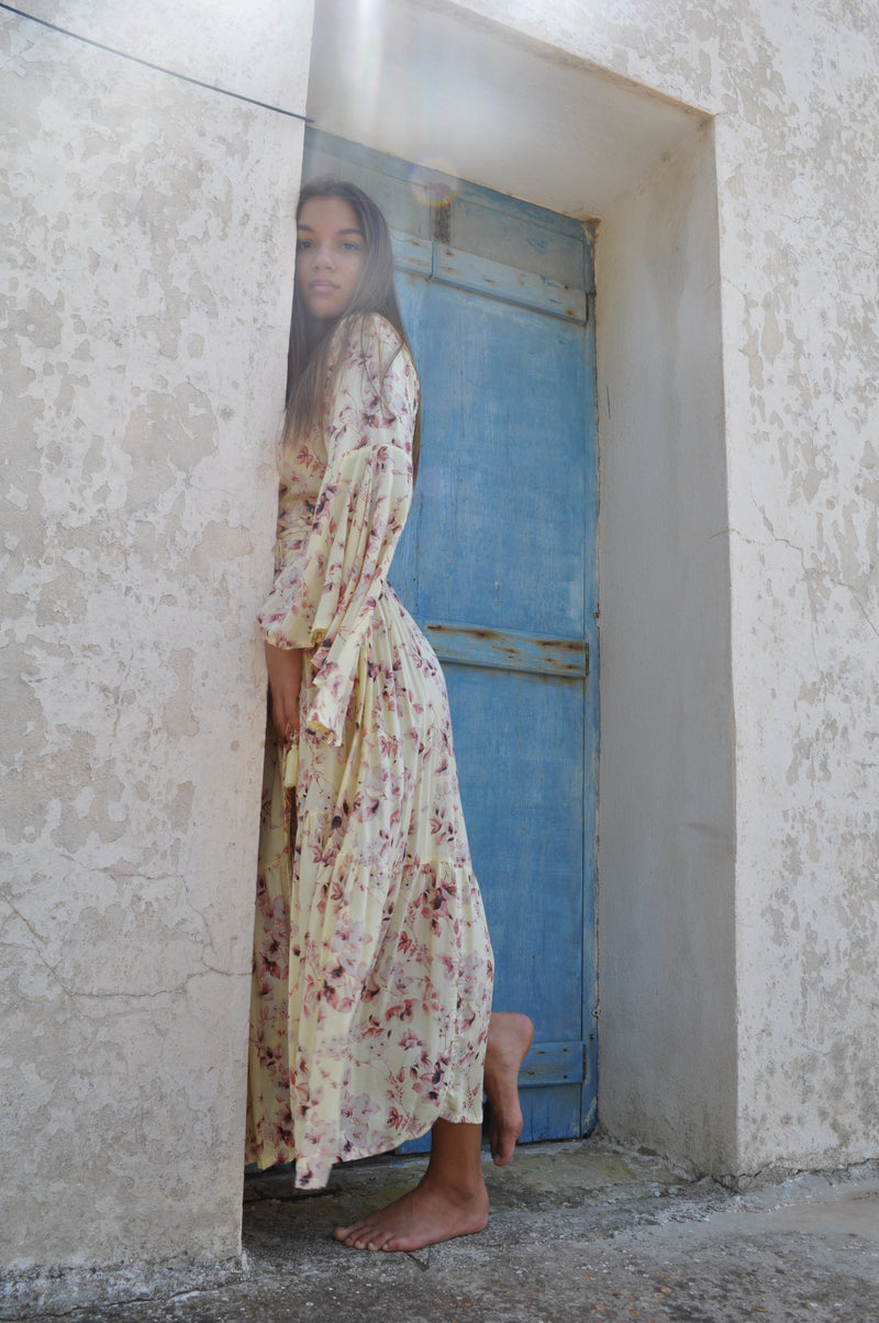 Trumpet Long Dress Yellow Bougainvillea